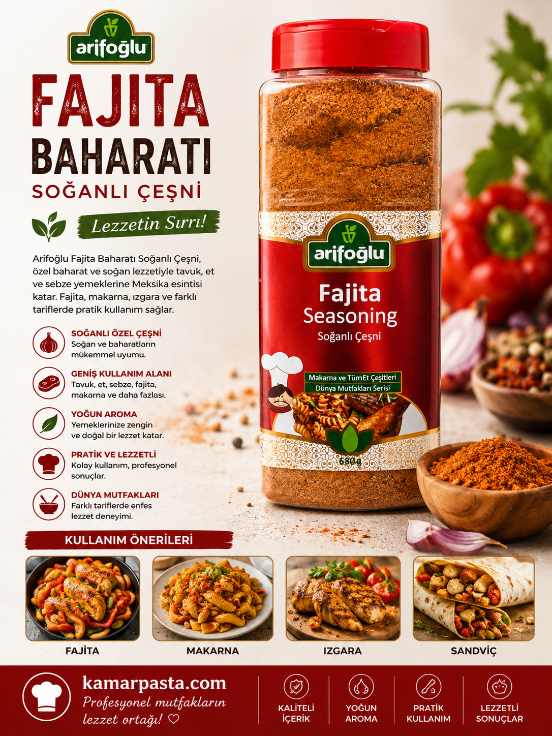 Arifoğlu Fajita Baharatı Soğanlı Çeşni 680 g